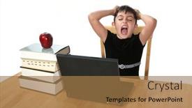  Presentation with stress - Audience pleasing presentation theme consisting of young-girl-showing-stress backdrop and a coral colored foreground