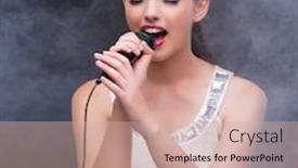  Presentation with club - Slide deck with young-girl-singing-in-karaoke background and a soft green colored foreground