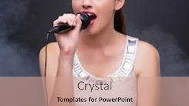  Presentation with young people in the club - Presentation design featuring young-girl-singing-in-karaoke background and a coral colored foreground