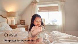  Presentation with bed - Presentation enhanced with young-girl-sitting-on-bed background and a coral colored foreground