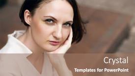  Presentation with dreams - PPT theme enhanced with young girl sitting in the street and dreams background and a coral colored foreground