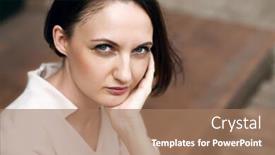  Presentation with dreams - Presentation theme consisting of young girl sitting in the street and dreams background and a coral colored foreground