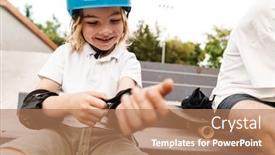  Presentation with ramp - Colorful slides enhanced with young-girl-skateboarder-wearing-helmet backdrop and a coral colored foreground