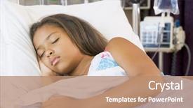  Presentation with sick child - Slide deck consisting of young girl sleeping in hospital background and a  colored foreground
