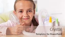  Presentation with allergies - Audience pleasing PPT theme consisting of young-girl-smiling-and-holding backdrop and a coral colored foreground