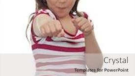  Presentation with boxing - Colorful presentation theme enhanced with young girl smiling in a boxing position on a white background backdrop and a light gray colored foreground
