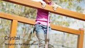  Presentation with rope - PPT theme having young-girl-standing-at-top background and a coral colored foreground