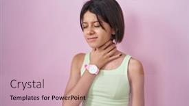  Presentation with sore throat - Presentation theme with young-girl-standing-over-pink background and a soft green colored foreground