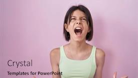  Presentation with frustration - Theme enhanced with young-girl-standing-over-pink background and a soft green colored foreground