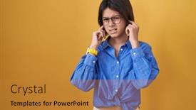  Presentation with yellow music - Presentation enhanced with young-girl-standing-over-yellow background and a gold colored foreground