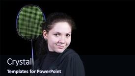  Presentation with badminton - Colorful presentation enhanced with young girl standing with a badminton racket backdrop and a wine colored foreground