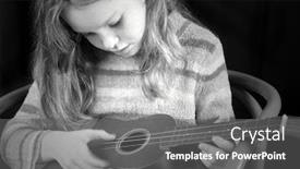  Presentation with instrument - Theme enhanced with young-girl-strumming-acoustic-instrument background and a gray colored foreground
