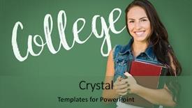  Presentation with porc chalk board - Presentation theme enhanced with young girl student holding books background and a ocean colored foreground