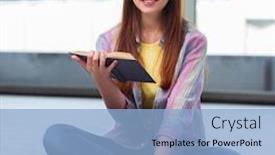  Presentation with internet surfing - Cool new presentation design with young-girl-surfing-internet backdrop and a light blue colored foreground