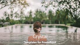  Presentation with infinity - Presentation enhanced with young girl swimming in infinity pool with in private villa resort travelling to ubud bali background and a coral colored foreground