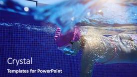  Presentation with swimming pool - PPT layouts featuring young-girl-swimming-underwater background and a navy blue colored foreground