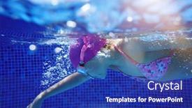  Presentation with swimming pool - Presentation theme featuring young-girl-swimming-underwater background and a royal blue colored foreground