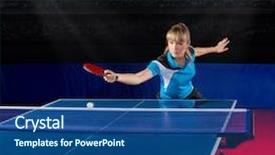  Presentation with sports table tennis - Cool new presentation theme with young girl table tennis player backdrop and a ocean colored foreground