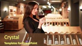  Presentation with wine - Amazing PPT theme having young girl tastes the wine backdrop and a tawny brown colored foreground