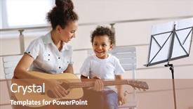  Presentation with teaching - Theme consisting of young girl teaching little boy background and a coral colored foreground