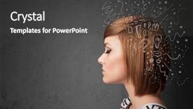  Presentation with thinking - Theme with young girl thinking with abstract background and a dark gray colored foreground