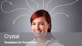  Presentation with group of three young girl - Slides consisting of young girl thinking with arrow background and a gray colored foreground