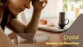  Presentation with high quality - Presentation theme having young-girl-upset-or-stressed background and a tawny brown colored foreground