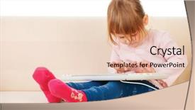  Presentation with young generation - Amazing slide deck having young girl using a keybord backdrop and a  colored foreground