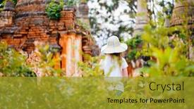  Presentation with old young - Cool new slides with young-girl-visiting-hundrets backdrop and a gold colored foreground