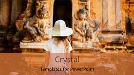  Presentation with group of three young girl - Slide deck consisting of young-girl-visiting-hundrets background and a red colored foreground