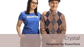  Presentation with volunteer - Presentation featuring young-girl-volunteer-posing background and a coral colored foreground