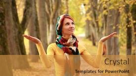  Presentation with walking - Cool new theme with young-girl-walking-in-autumn backdrop and a gold colored foreground