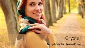  Presentation with walking - Amazing presentation having young-girl-walking-in-autumn backdrop and a yellow colored foreground