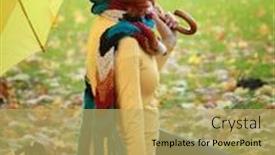  Presentation with walking - Slide deck with young-girl-walking-in-autumn background and a yellow colored foreground