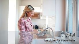 Presentation with biology fungi petri dishes - Cool new presentation theme with young-girl-washing-dishes backdrop and a light gray colored foreground