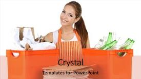  Presentation with waste - PPT theme having young girl waste sorting isolated background and a coral colored foreground