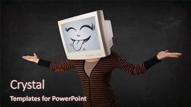  Presentation with group of three young girl - PPT theme featuring young girl wearing a monitor background and a wine colored foreground