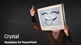  Presentation with funny - Beautiful PPT theme featuring young girl wearing a monitor backdrop and a  colored foreground