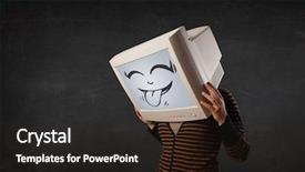  Presentation with funny - Audience pleasing slide deck consisting of young girl wearing a monitor backdrop and a dark gray colored foreground