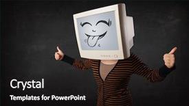  Presentation with funny - Beautiful slide deck featuring young girl wearing a monitor backdrop and a wine colored foreground