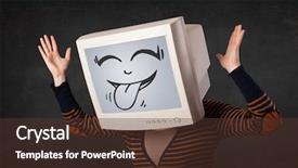  Presentation with funny - Presentation theme enhanced with young girl wearing a monitor background and a tawny brown colored foreground