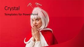  Presentation with beautiful young girl red - PPT layouts with young girl wearing red christmas background and a red colored foreground