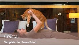  Presentation with bed hotel - Theme featuring young-girl-with-a-cat background and a coral colored foreground