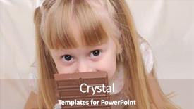  Presentation with snicker chocolate bar - Theme having young girl with a chocolate background and a coral colored foreground