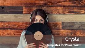  Presentation with gramophone - Colorful presentation theme enhanced with young girl with a gramophone backdrop and a  colored foreground