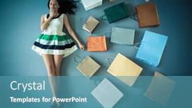  Presentation with studio - Audience pleasing presentation consisting of young-girl-with-bags backdrop and a teal colored foreground