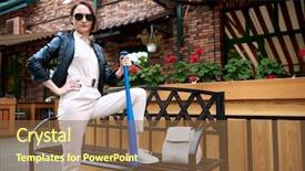  Presentation with baseball - Theme consisting of young girl with baseball bat background and a tawny brown colored foreground