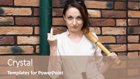  Presentation with wall street - Cool new slides with young girl with baseball bat backdrop and a coral colored foreground