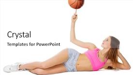  Presentation with basketball basketball hoop sport ball - PPT layouts with young girl with basketball ball background and a white colored foreground