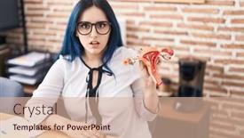  Presentation with girl model - Presentation theme having young-girl-with-blue-hair background and a lemonade colored foreground